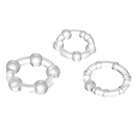 Adam & Eve Triple Erection System Three Cock Rings for Enhanced Performance - Stretchy Cock Rings