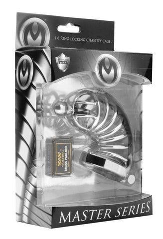 Asylum 6 Ring Locking Chastity Cage - Male Chastity