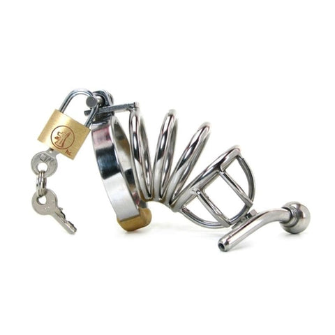 BDStyle Asylum Chastity Device with Cock Plug Steel Construction - Male Chastity