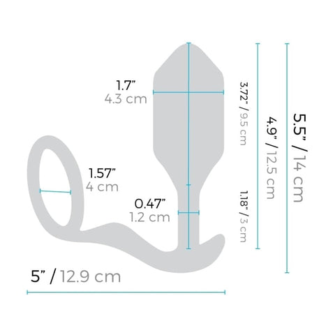 B Vibe Vibrating Snug and Tug Dual Stimulation Cock Ring and Butt Plug - Luxury Sex Toys