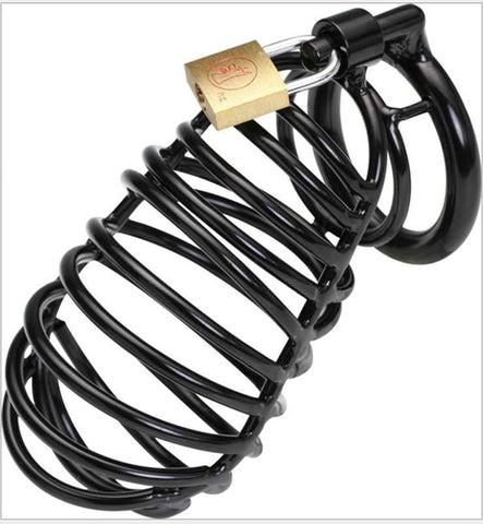 BDStyle Bad Black Male Chastity Device Steel Lockable Cage - Male Chastity