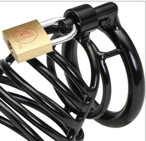 BDStyle Bad Black Male Chastity Device Steel Lockable Cage - Male Chastity