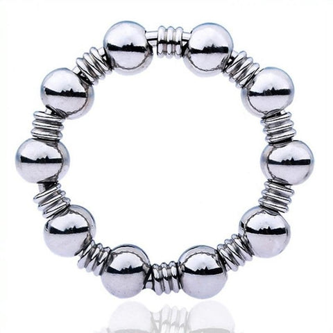 BDStyle Beaded Steel Cockring Textured Penis Ring for Enhanced Erection - Cock Rings