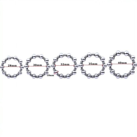 BDStyle Beaded Steel Cockring Textured Penis Ring for Enhanced Erection - Cock Rings