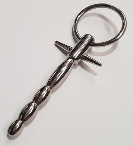 Behind Kink Waving Penis Plug with T Bar and Ring - - Penis Plugs