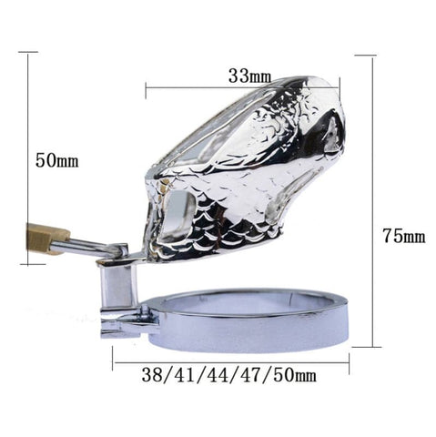 BDStyle Bird Lock Chastity Cage Silver Dragon Scale Pattern Spiked Ring - Male Chastity