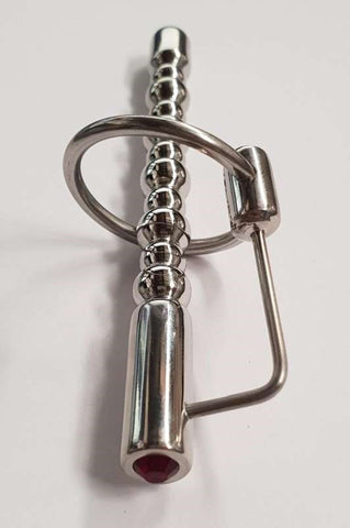 Hells Couture Bubbles Cock Plug With Ruby Gem Urethral Stimulation - Penis Plugs