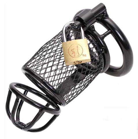 BDStyle Caged Dragon Male Chastity Device Black Steel Mesh Construction - Male Chastity