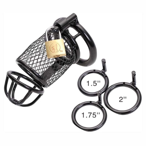 BDStyle Caged Dragon Male Chastity Device Black Steel Mesh Construction - Male Chastity
