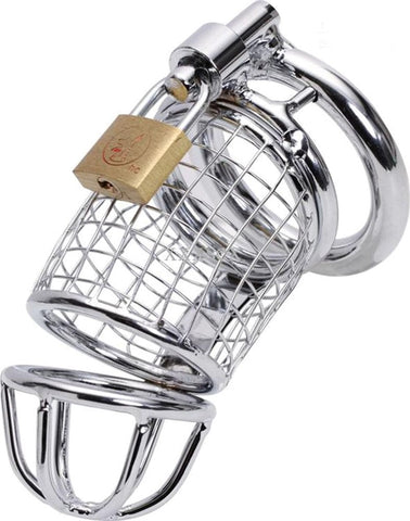 BDStyle Caged Dragon Male Chastity Device Silver Stainless Steel Cage - Male Chastity