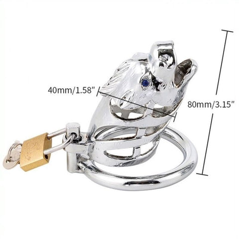 BDStyle Chinese Zodiac Cock Cage Horse Silver Chastity Device - Male Chastity