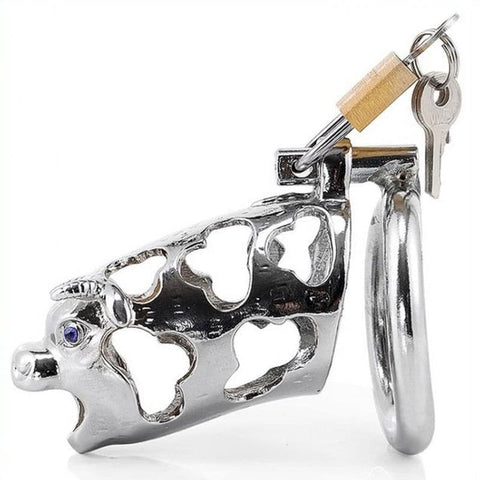 BDStyle Chinese Zodiac Cock Cage Ox Stainless Steel Male Chastity Device - Male Chastity