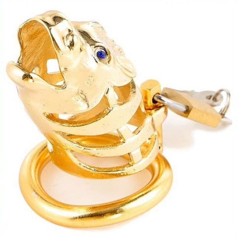 BDStyle Chinese Zodiac Cock Cage Horse GOLD Male Chastity Device - Male Chastity