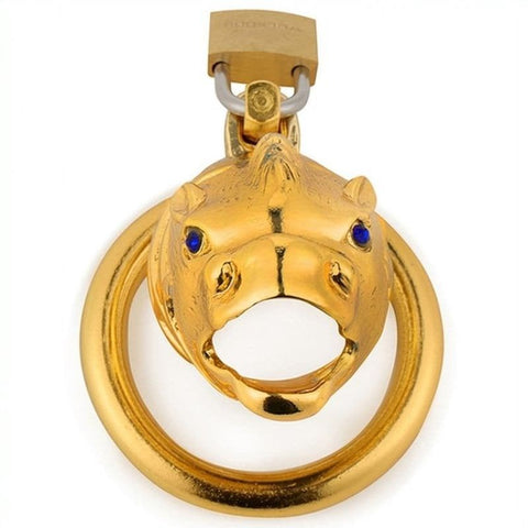 BDStyle Chinese Zodiac Cock Cage Horse GOLD Male Chastity Device - Male Chastity