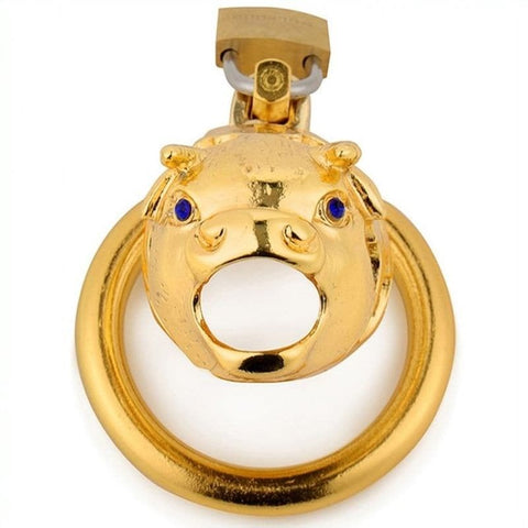 BDStyle Chinese Zodiac CockCage Ox GOLD Metal Male Chastity Device - Male Chastity