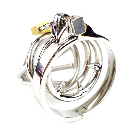 BDStyle Cock Cage with Catheter Tube with Spiked Ring Design - Male Chastity