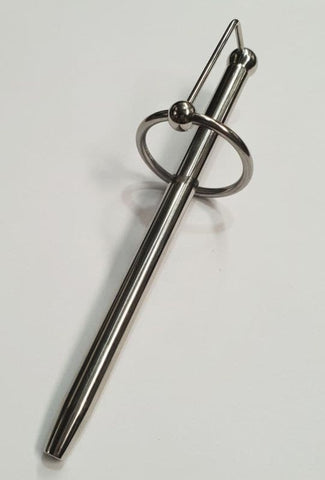 Hells Couture Cracked Steel Princes Wand and Glans Ring Urethral Sound - Penis Plugs