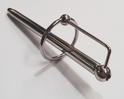 Hells Couture Cracked Steel Princes Wand and Glans Ring Urethral Sound - Penis Plugs
