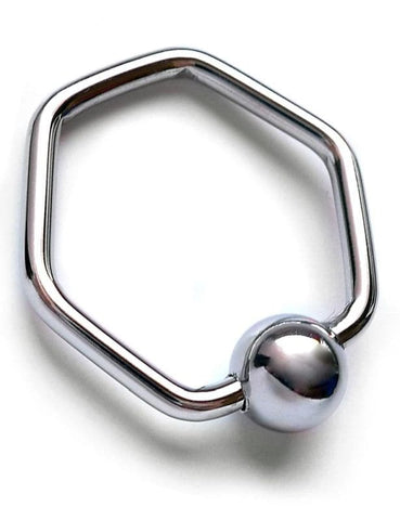 Hells Couture Damnit Hexagonal Glans Ring Surgical Steel Construction - Cock Rings