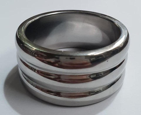 Hells Couture Deep Grooved Steel Cock Ring Textured Steel Enhancement - Cock Rings