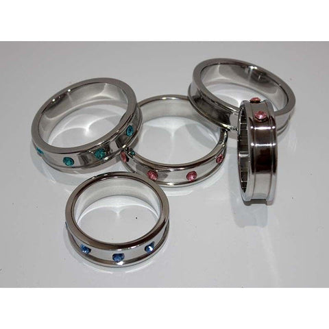 Hells Couture Radiant Pleasure Rose Quartz Gemmed Cock Ring with Steel Construction - Cock Rings
