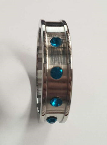 Deep Shallow Cock Ring 55mm Sapphire Gemmed - Cock Rings