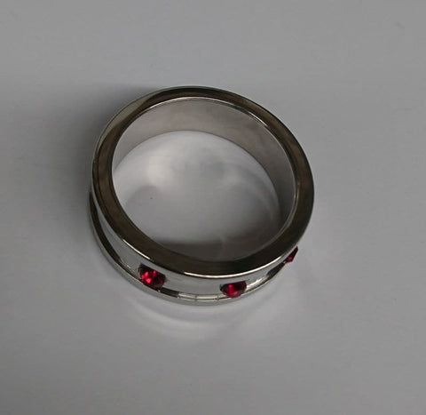 Hells Couture Deep Shallow Steel Cock Ring 45mm with Ruby Gem for Enhanced Erection - Cock Rings