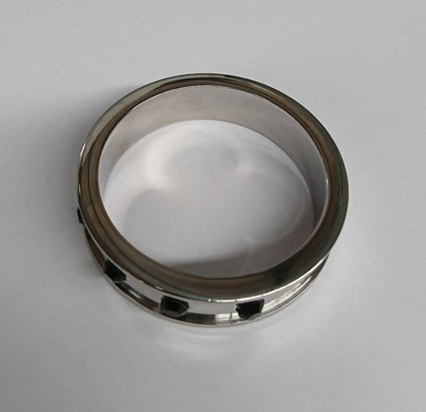 Hells Couture Deep Shallow Steel Cock Ring with Onyx Gem Premium Steel - Cock Rings
