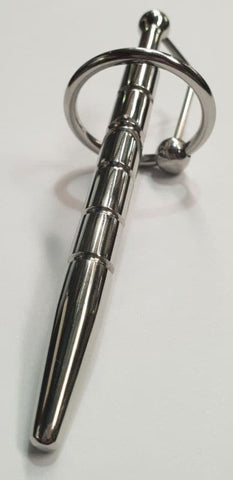 Hells Couture Desire Ribbed Penis Plug With Glans Ring Medical Steel - Penis Plugs