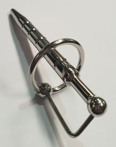 Hells Couture Desire Ribbed Penis Plug With Glans Ring Medical Steel - Penis Plugs