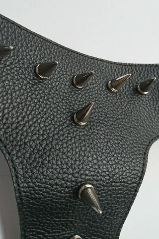 Devils Spiked Leather Collar with O Ring - Cock Rings