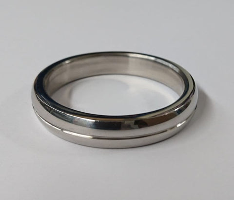 Hells Couture Donut Steel Cock Ring Grooved Surgical Grade Enhancement - Cock Rings