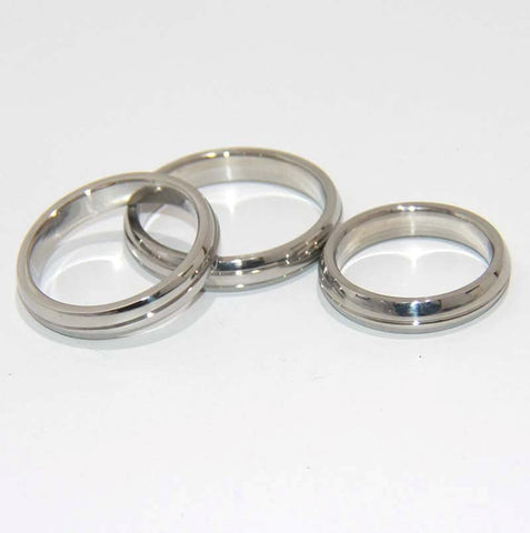 Hells Couture Donut Steel Cock Ring Grooved Surgical Grade Enhancement - Cock Rings