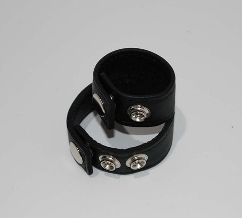 Hells Couture Double Strap Leather Cock Ring with Studs Dual Straps - Cock Rings
