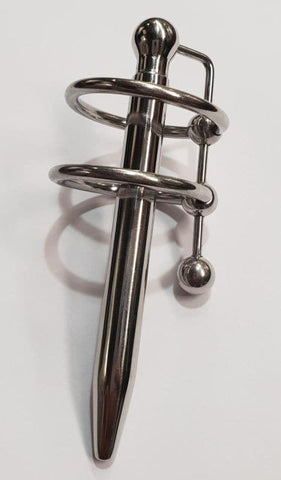 Hells Couture Double Trouble Penis Plug With Glans Rings Dual Stimulation - Penis Plugs