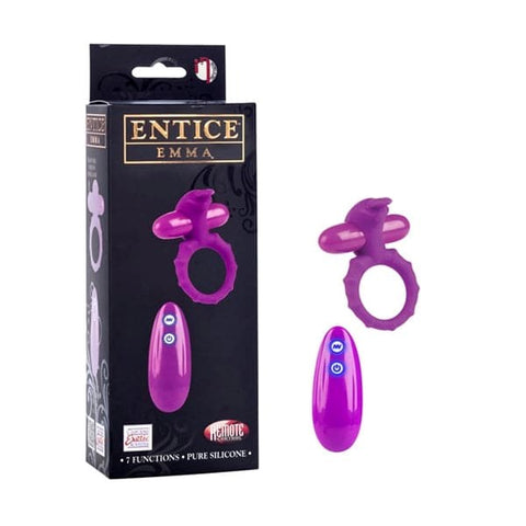 Entice Emma Vibrating Cock Ring Raspberry - Ball and Cock Toys