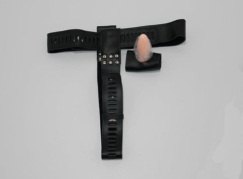 Hells Couture FetishWorks Leather Chastity Device with Removable Butt Plug - Male Chastity