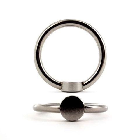 Hells Couture FunSteel Male Glans Ring with Frenulum Massaging Bead - Cock Rings