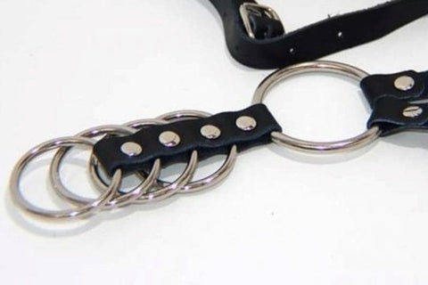 BDStyle Gates of Hell Harness 2 Rings Cock Ring Restriction Harness - Male Chastity