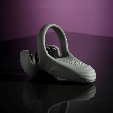 Gender Inclusive Pleasure Enhancer Grey Vibrating Cock Ring 10 Speeds - Vibrating Cock Rings