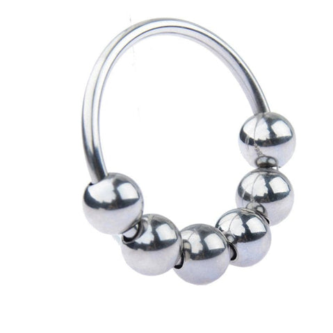 BDStyle Glans Ring with 6 Balls Stainless Steel Cock Ring - Cock Rings