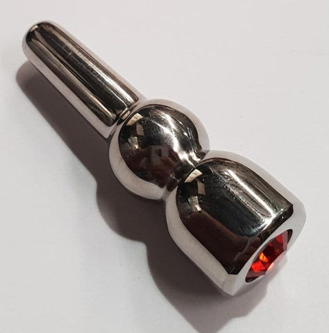 Hells Couture Glowstick Jewelled Ascending Penis Plug Ruby Gemmed Steel - Penis Plugs