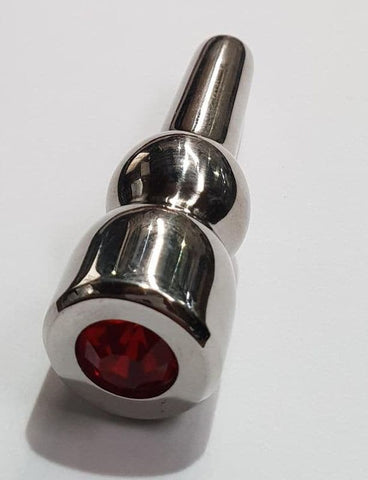 Hells Couture Glowstick Jewelled Ascending Penis Plug Ruby Gemmed Steel - Penis Plugs
