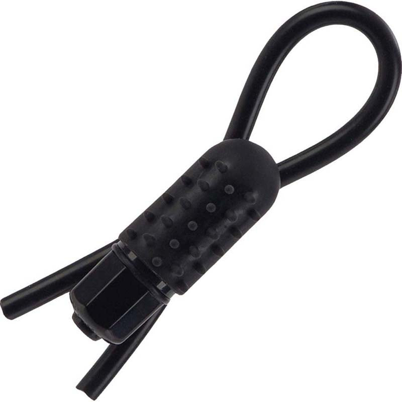 10 Function Vibrating Silicone Stud Lasso - Black - Cock Rings
