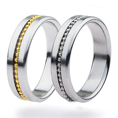 BDStyle Golden Metal Cock Ring with Grooves Surgical Steel Design - Cock Rings
