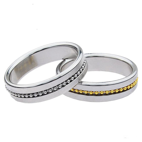 BDStyle Golden Metal Cock Ring with Grooves Surgical Steel Design - Cock Rings