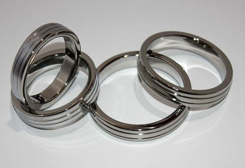 Hells Couture Grooved Power Cock Ring Surgical Steel Construction - Cock Rings
