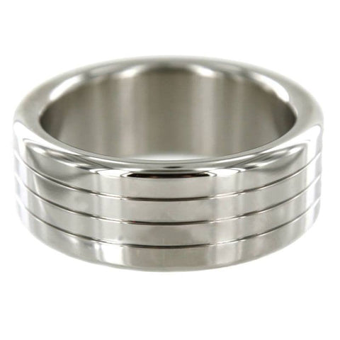 BDStyle Groover Oval Metal Cock Ring Grooved Steel Performance Ring - Cock Rings
