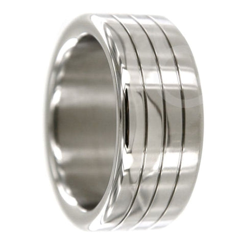 BDStyle Groover Oval Metal Cock Ring Grooved Steel Performance Ring - Cock Rings