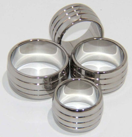 BDStyle Groover Oval Metal Cock Ring Grooved Steel Performance Ring - Cock Rings